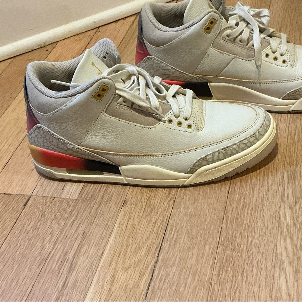 Jordan Cream and Red Sneakers